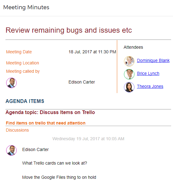 An example of Kutamo meeting minutes