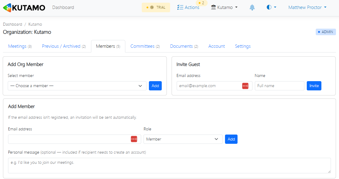 Guest-link share - short URL, guest joins live meeting via magic-link, no account